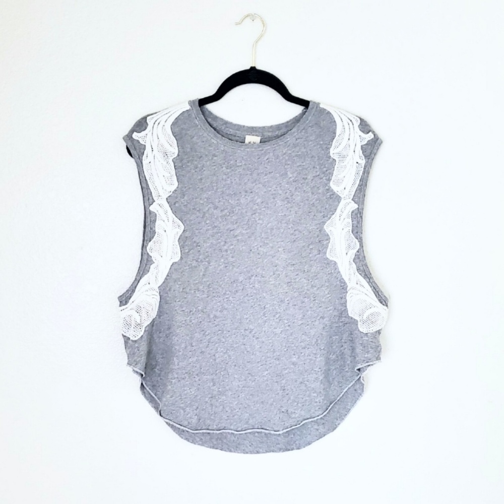 We The Free Grey Top with Lace Side Panels